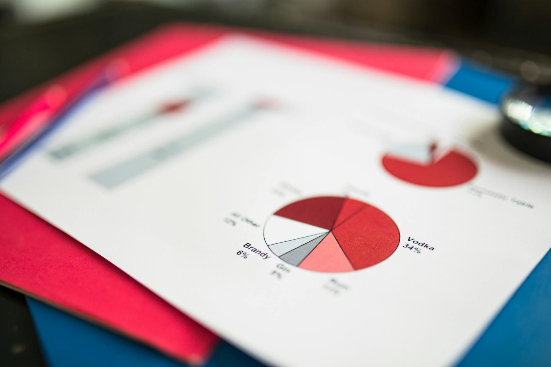Colorful data visualization charts and graphs
